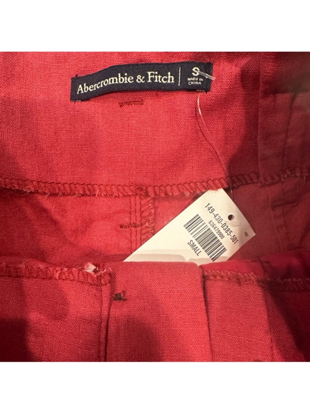 Abercrombie and Fitch High Waisted Linen Blend Paperbag Shorts - Picture 4 of 6